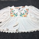 NWT Clover + Scout Floral Cold Shoulder Top Size L Cream Boho Cottagecore Blouse