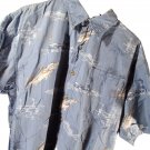 Reel Legends Men's Large Blue Fishing Shirt 100% Cotton Short Sleeve Fish Print