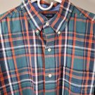 Chaps Mens Medium Shirt Long Sleeve Easy Care Plaid Button Down Green Orange M