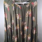 Sonoma Goods For Life Boho Floral Bell Sleeve Blouse Olive Green Rayon XL