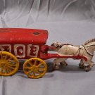Antique Cast Iron Ice Wagon Horse Pull Collectible Figurine Decor