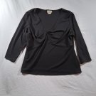 Travel Smith size XL Black pullover v-neck 3/4 sleeve blouse top Career Work