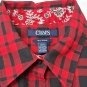 CHAPS Red Black Buffalo Plaid Button Down Shirt Women&acirc;��s M Cabincore Americana