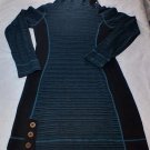 Prana Kelland Sweater Dress Womens XS Deep Teal Striped Fitted Long Sleeve