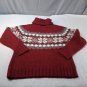Tangents Red Fair Isle Turtleneck Sweater Womens Vintage Cozy Winter Knit Sz M