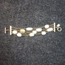 Chaps Gold Tone 4 Strand Chain Faux Mother Of Pearl Fashion Link Bracelet