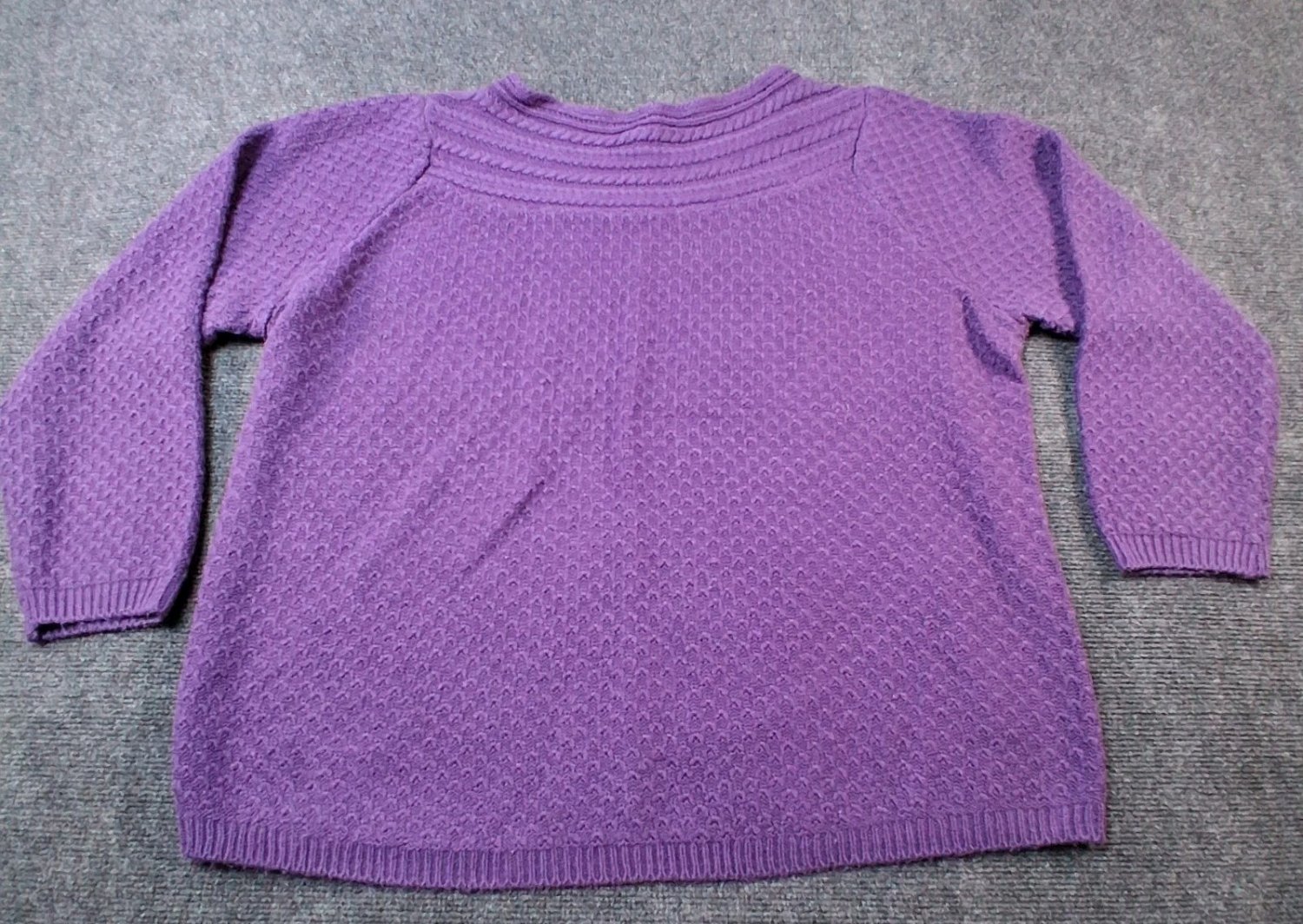 Croft & Barrow Women&acirc;��s Cable Knit Yoke Sweater 2X Purple Plum Cozy Pullover Cozy