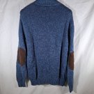 Chaps Ralph Lauren Oarsman Blue 100% Cotton Sweater Men L Elbow Patches Knit USA