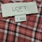 LOFT Plaid Ruffle Blouse Womens Small Rust Pink Cottagecore Long Sleeve Peasant