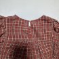 LOFT Plaid Ruffle Blouse Womens Small Rust Pink Cottagecore Long Sleeve Peasant