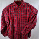 Chaps Shirt Mens 2XL XXL Red Plaid Long Sleeve Button Down Easy Care Casual Flaw