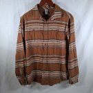 Hurley Men Portland Organic Flannel Button Up Shirt Brown Long Sleeve Size Small