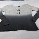 American Eagle Y2K Ombre Lace Up Sweater Small Gray Boho Casual Knit