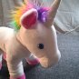 Build a Bear Workshop- White Unicorn With Rainbow Mane Plush- 17" Inches Tall
