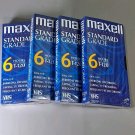 Maxell Standard Grade T-120 6 Hour Blank VHS 4 Pack Videocassette Tapes