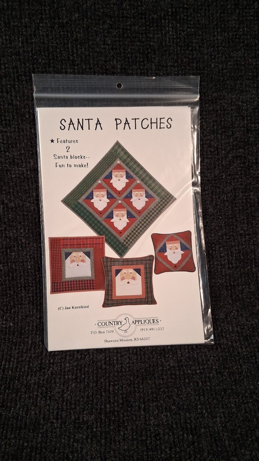 New Santa Patches Wall Quilt & Pillow Pattern Country Appliques CA110 Quilting