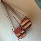 Natural leather and straw sling bags