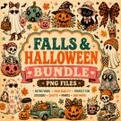 Halloween PNG Bundle, Groovy Fall Clipart,