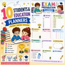 10 Students & Education Planners Bundle | Printable Student Planner Templates
