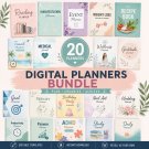20 Digital Planners Bundle | Editable PLR Templates Wellness, Finance, Study, ADHD Planner