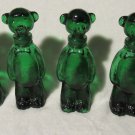 Set of 4 Vintage Empoli Green Glass Bear Bottles Set of 4 Vintage Empoli Green Glass Bear Bottles