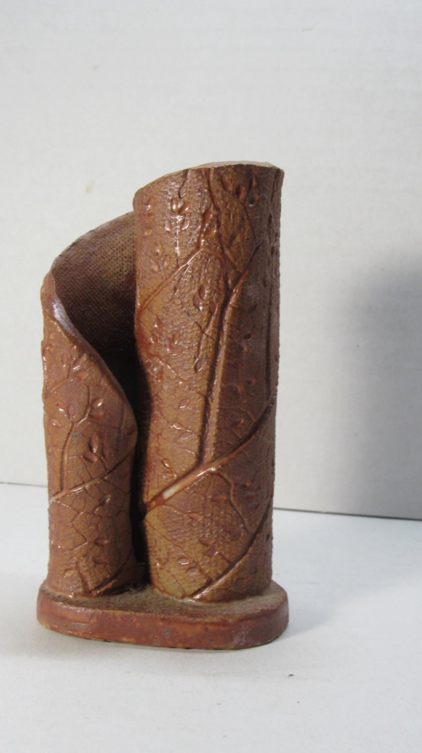 Vintage Studio Pottery Terra Cotta Textured Bark Vase 4.5" Small Clay Vessel
