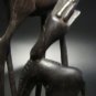 Mid-Century Hand-Carved African Blackwood Giraffe Mother & Baby Figurine