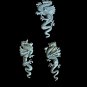 Vintage JJ Jonette Pewter Dragon Brooch Pin & Matching Earrings Set Fantasy Jewe