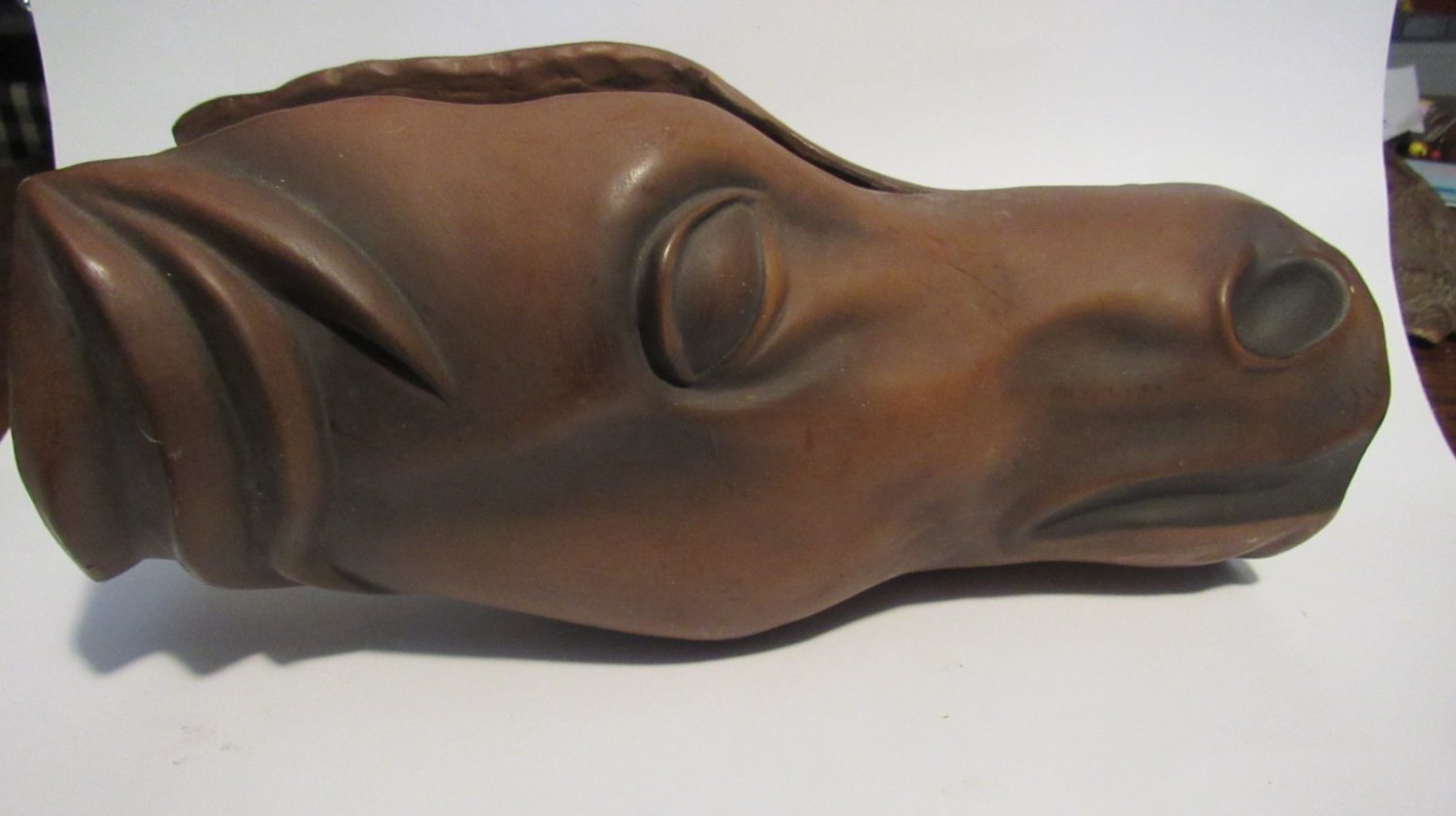 Vintage Mid Century Style Ceramic Horse Head Downspout Extender Heavy Pottery 13
