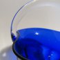 Vintage Cobalt Blue Glass Basket with Clear Handle – 6" Tall Scalloped Ruffled E