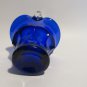 Vintage Cobalt Blue Glass Basket with Clear Handle – 6" Tall Scalloped Ruffled E