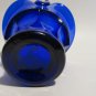Vintage Cobalt Blue Glass Basket with Clear Handle – 6" Tall Scalloped Ruffled E