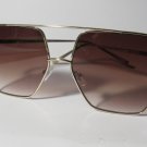 Vintage-Style Oversized Hexagonal Sunglasses – Gold Metal Frame / Brown Gradient