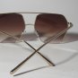 Vintage-Style Oversized Hexagonal Sunglasses – Gold Metal Frame / Brown Gradient