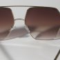 Vintage-Style Oversized Hexagonal Sunglasses – Gold Metal Frame / Brown Gradient