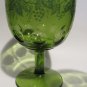 Vintage Bartlett-Collins Avocado Green Glass Goblets Grape Vine Thumbprint - Set