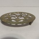 Small Brass Three Legged Trivet/Plant Stand Round Brass Stand With Ornate Design