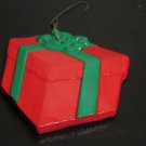 Vintage Handmade Ceramic Christmas Present Ornament - Red & Green Clay Gift Box Vintage Handmade Ceramic Christmas Present Ornament - Red & Green Clay Gift Box