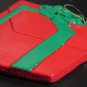 Vintage Handmade Ceramic Christmas Present Ornament - Red & Green Clay Gift Box