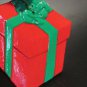 Vintage Handmade Ceramic Christmas Present Ornament - Red & Green Clay Gift Box