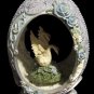 Vintage Swan Music Box Egg Blue Roses Rotating Some Enchanted Evening 7” READ
