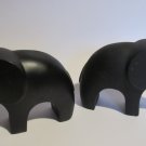 Vintage Mid-Century Modern Minimalist Black Wood Elephant Figurines - Set of 2 Vintage Mid-Century Modern Minimalist Black Wood Elephant Figurines - Set of 2