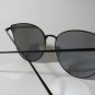 Vintage Cat Eye Sunglasses Black Metal Frame Women Silver Mirror Lens Retro 90s
