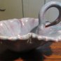 Vintage 1975 Handhandled Ceramic Leaf Dish / Basket &acirc;�� Iridescent Glaze Candy Bow