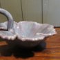 Vintage 1975 Handhandled Ceramic Leaf Dish / Basket &acirc;�� Iridescent Glaze Candy Bow