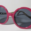 Vintage-Style Oversized Round Sunglasses | Burgundy & Gold Chain Temples Vintage-Style Oversized Round Sunglasses | Burgundy & Gold Chain Temples