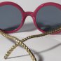 Vintage-Style Oversized Round Sunglasses | Burgundy & Gold Chain Temples