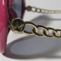Vintage-Style Oversized Round Sunglasses | Burgundy & Gold Chain Temples