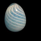 Art Glass Egg Paperweight Blue White Swirl Heavy 4” Isle of Wight Style