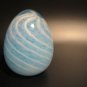 Art Glass Egg Paperweight Blue White Swirl Heavy 4â Isle of Wight Style